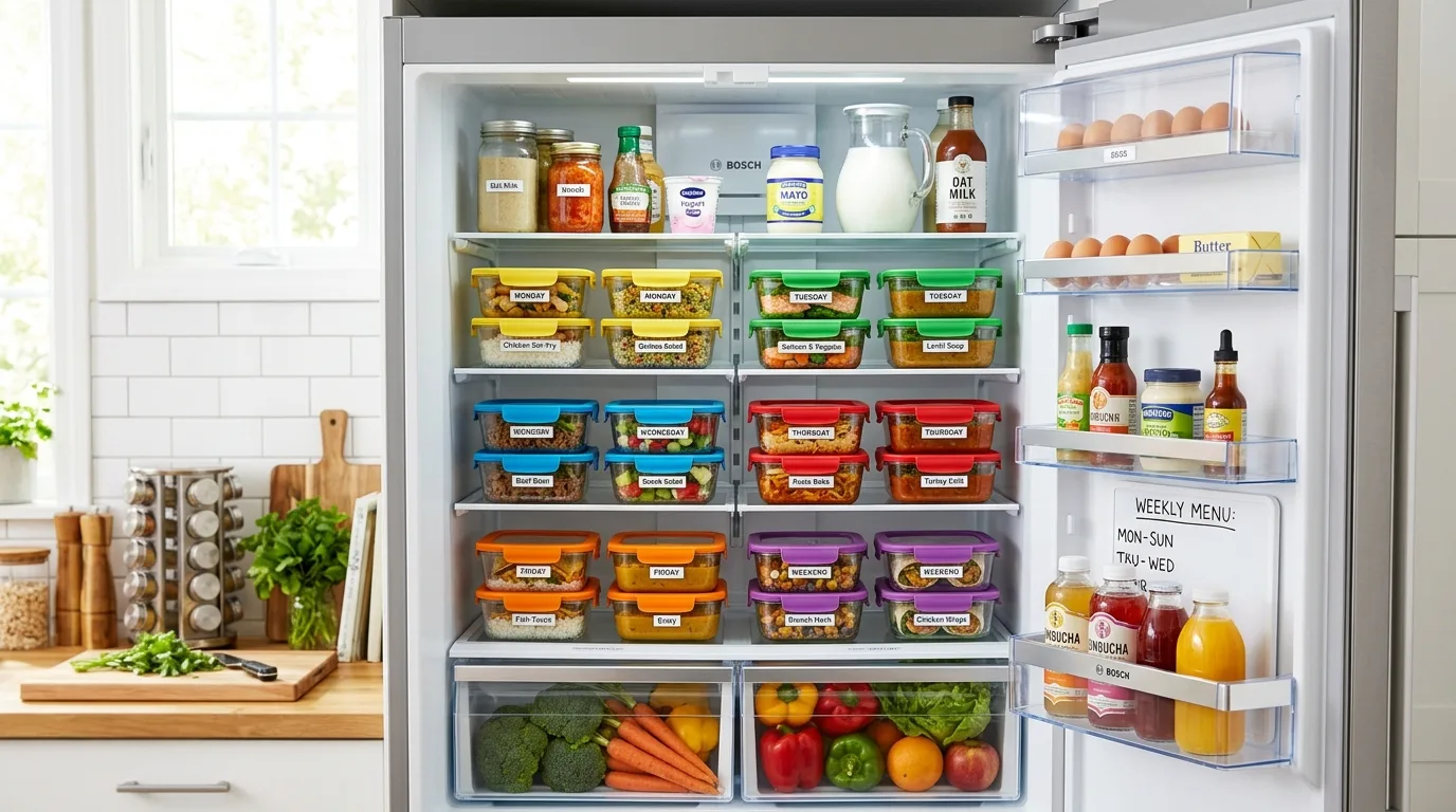 Make snacks easier for the household to find inspiration for an organized fridge.